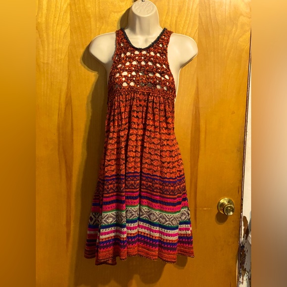 Free People Dresses & Skirts - FINAL PRICE NWT,Free People Rare Heart crochet sweater dress,red/multi size S